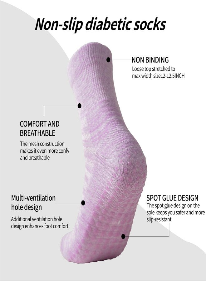Ioryzek 6 Pair Diabetic Ankle Slipper Socks with Grippers for Women Extra Width Non Binding Socks for Women - Image 3